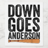 DOWN GOES ANDERSON GRAPPIG HONKBALGESCHENK ANDERSO WIJN ETIKET (Enkel label)