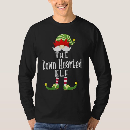 Down Hearted Elf Group Kerstmis Pajama Party T-shirt (Voorkant)