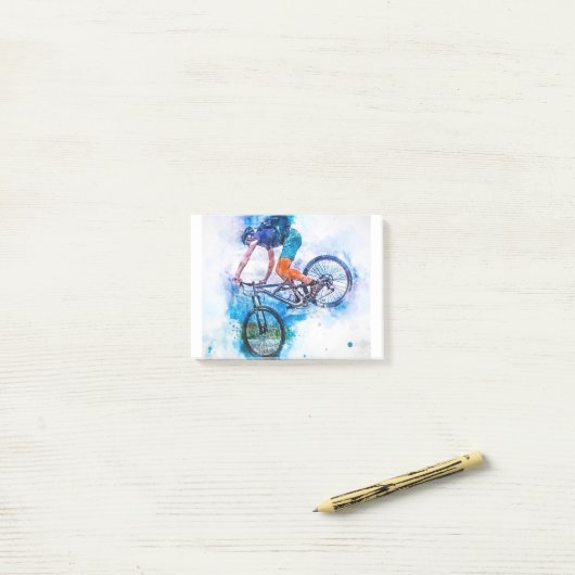 Down Hill Mountain Biking Splatter Post-it® Notes (Op bureau)