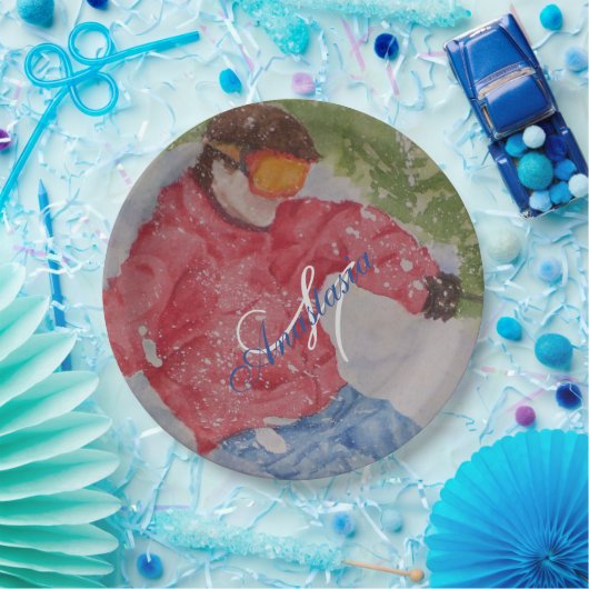 DOWN HILL SKIER PARTY MONOGRAM PAPIEREN BORDJE (Feest)