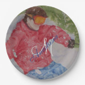 DOWN HILL SKIER PARTY MONOGRAM PAPIEREN BORDJE (Voorkant)