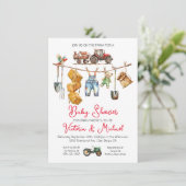 Down on Boerderij Koppels Baby shower Kaart (Staand voorkant)