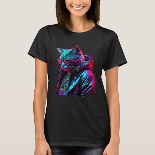 Down on his luck Cat with Glasses T-shirt (Voorkant)