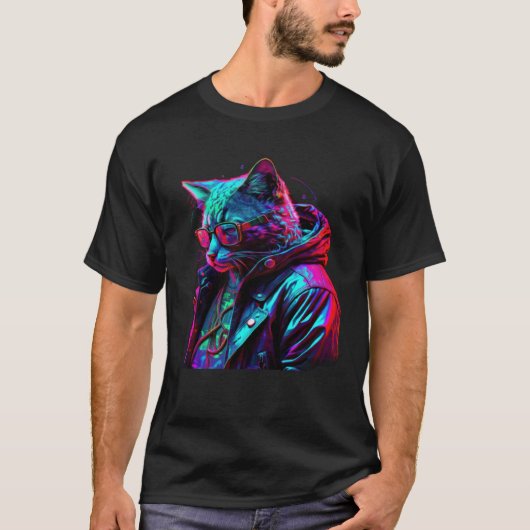 Down on his luck Cat with Glasses T-shirt (Voorkant)