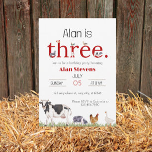 Down on the Boerderij: 3rd Birthday Bash Invitatio Kaart
