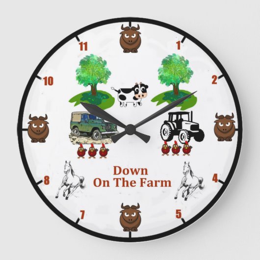 'Down on The Farm' Wall Clock Grote Klok (Voorkant)