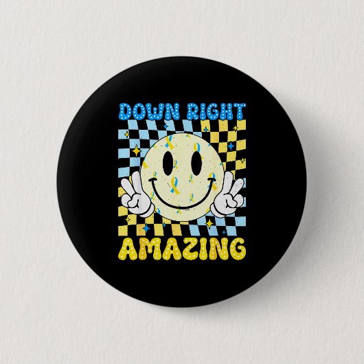Down Right Amazing World Down Syndrome Awareness B Ronde Button 5,7 Cm (Voorkant)