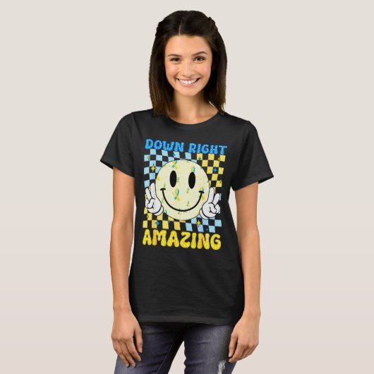 Down Right Amazing World Down Syndrome Awareness B T-shirt (Voorkant volledig)