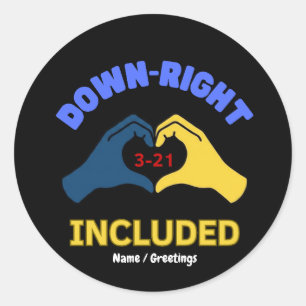 Down-Right Opgenomen Wereld Downsyndroom Dag Bewus Ronde Sticker