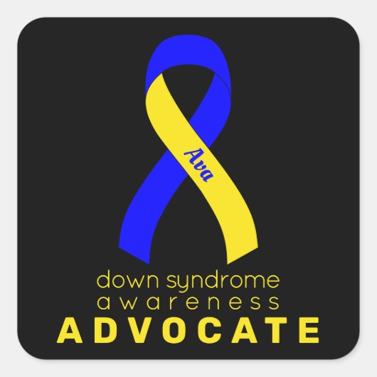 Down Syndrome Advocate Black Square Sticker (Voorkant)