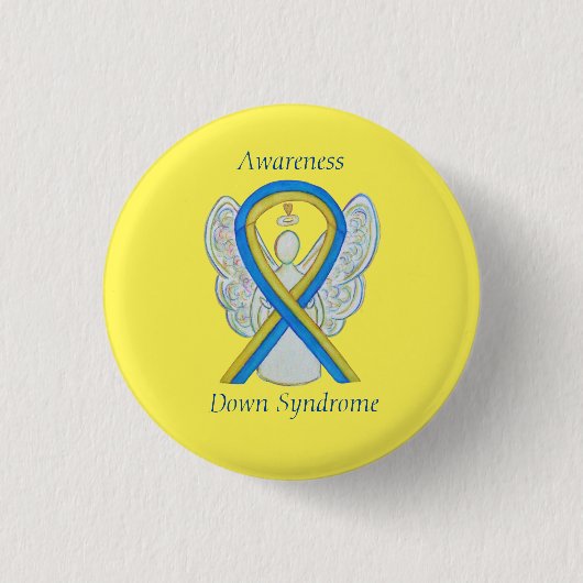 Down Syndrome Angel Awareness Ribbon Button Pin (Voorkant)