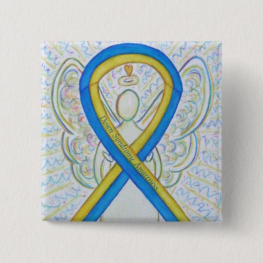 Down Syndrome Angel Awareness Ribbon Button Pin (Voorkant)