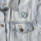 Down Syndrome Angel Awareness Ribbon Button Pin (In situ)