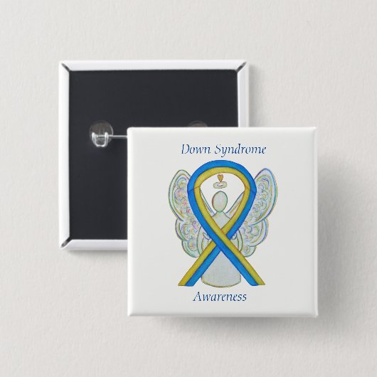 Down Syndrome Angel Awareness Ribbon Custom Pins Vierkante Button 5,1 Cm (Voorkant /achterkant)