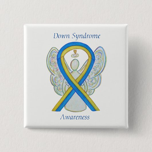 Down Syndrome Angel Awareness Ribbon Custom Pins Vierkante Button 5,1 Cm (Voorkant)