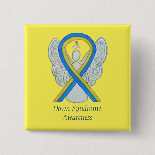 Down Syndrome Angel Awareness Ribbon Pin Button (Voorkant)