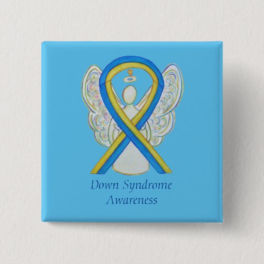 Down Syndrome Angel Awareness Ribbon Pin Buttonnen Vierkante Button 5,1 Cm (Voorkant)
