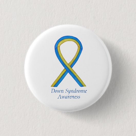 Down Syndrome Art Awareness Ribbon Pin Buttonnen Ronde Button 3,2 Cm (Voorkant)