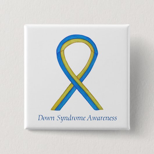 Down Syndrome Art Awareness Ribbon Pin Buttonnen Vierkante Button 5,1 Cm (Voorkant)