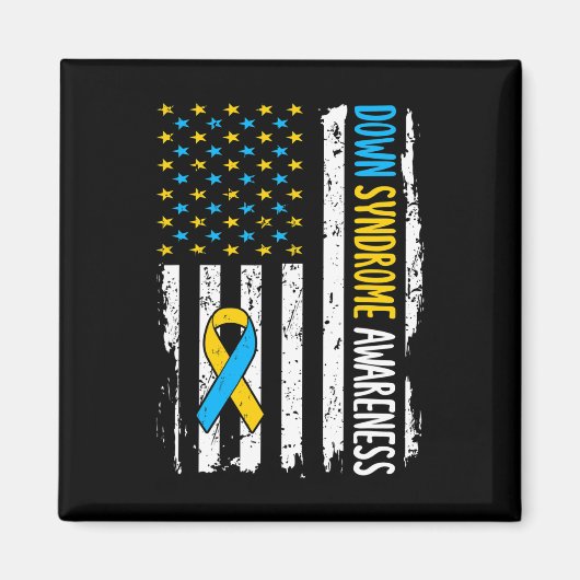 Down Syndrome Awareness American Flag T21 Down Syn Magneet (Voorkant)