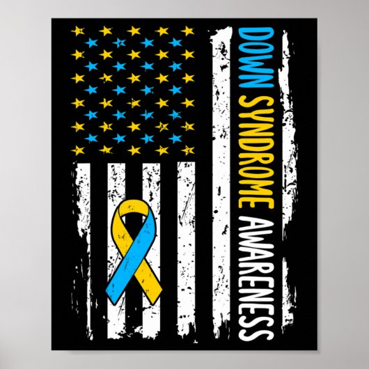 Down Syndrome Awareness American Flag T21 Down Syn Poster (Voorkant)