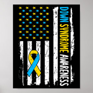 Down Syndrome Awareness American Flag T21 Down Syn Poster