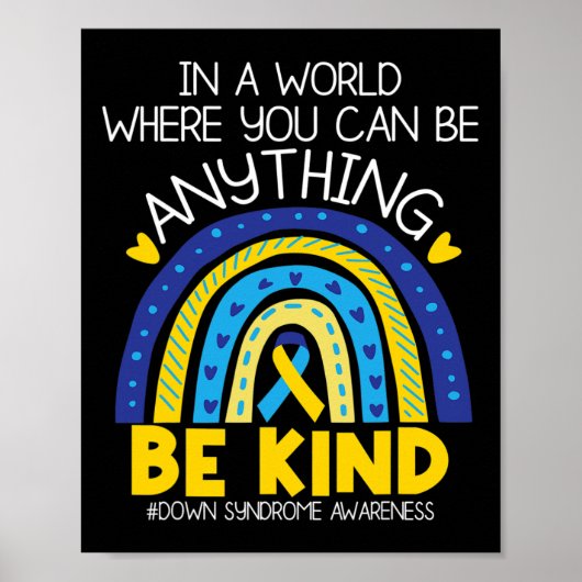 - Down Syndrome Awareness blauw geel lint Poster (Voorkant)