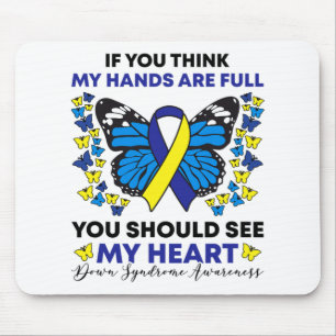 Down Syndrome Awareness Blue and Yellow Ribbon T21 Muismat