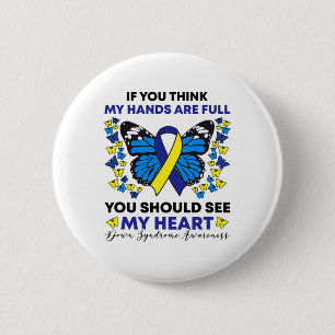 Down Syndrome Awareness Blue and Yellow Ribbon T21 Ronde Button 5,7 Cm