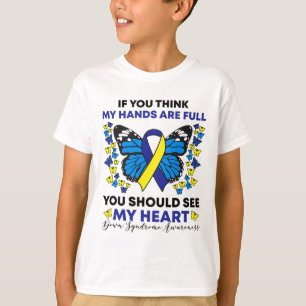 Down Syndrome Awareness Blue and Yellow Ribbon T21 T-shirt