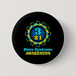 Down Syndrome Awareness Blue Yellow 3 21 Ronde Button 5,7 Cm