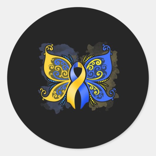 Down Syndrome Awareness Butterfly Gift Ronde Sticker (Voorkant)