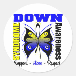 Down Syndrome Awareness Butterfly Ronde Sticker