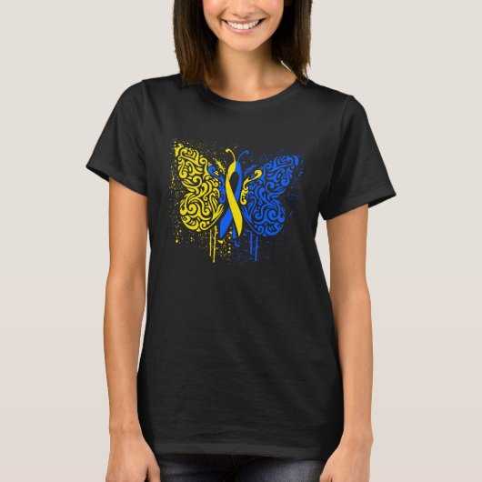 Down Syndrome Awareness Butterfly T-shirt (Voorkant)