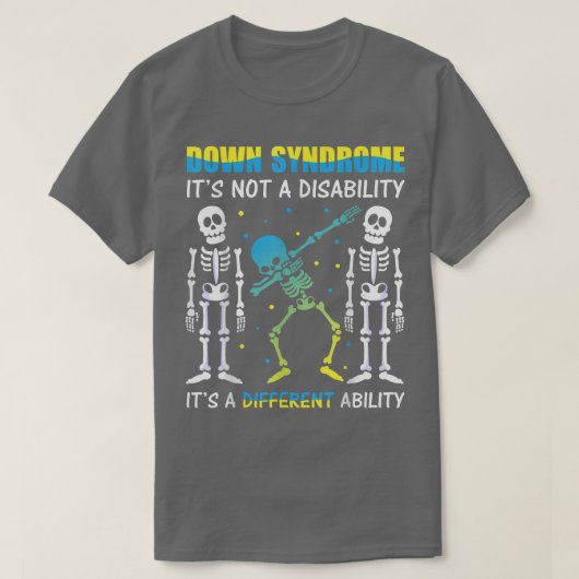 Down Syndrome Awareness Dabbing Skeleton Blue Yell T-shirt (Design voorkant)