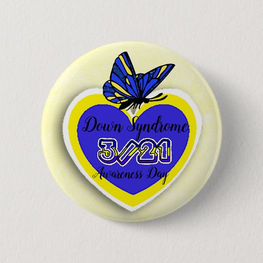 DOWN SYNDROME AWARENESS DAY 21 maart Vlinderdag Ronde Button 5,7 Cm (Voorkant)