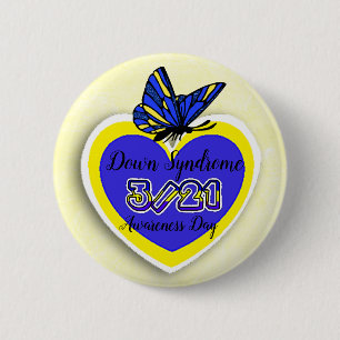 DOWN SYNDROME AWARENESS DAY 21 maart Vlinderdag Ronde Button 5,7 Cm