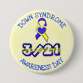 Down Syndrome Awareness Day 3.21 Ribbon Button (Voorkant)