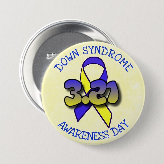 Down Syndrome Awareness Day 3.21 Ribbon Button (Voorkant /achterkant)