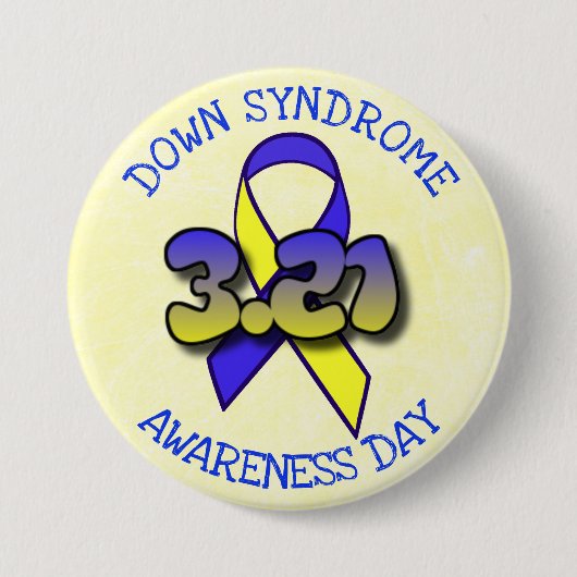 Down Syndrome Awareness Day 3.21 Ribbon Button (Voorkant)