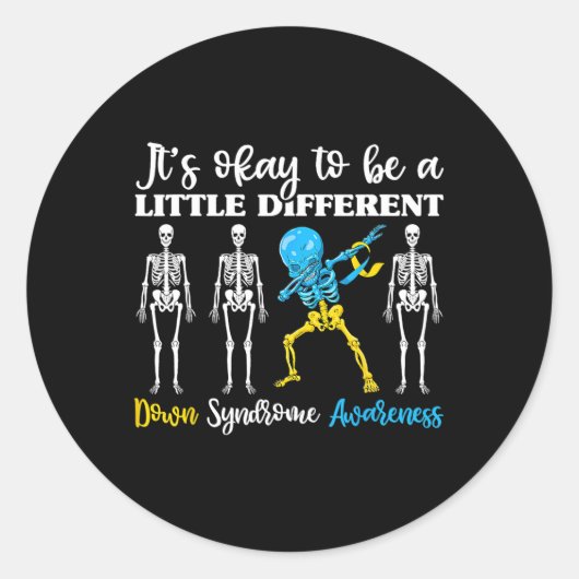 Down Syndrome Awareness Day Dabbing Kind Skelet Ronde Sticker (Voorkant)