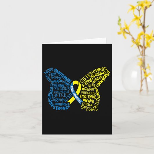 Down Syndrome Awareness Month Butterfly Word Cloud Kaart (Gele Bloem)