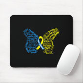 Down Syndrome Awareness Month Butterfly Word Cloud Muismat (Met muis)
