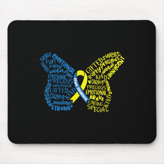 Down Syndrome Awareness Month Butterfly Word Cloud Muismat (Voorkant)
