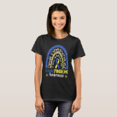 Down Syndrome Awareness Rainbow Blue Yellow Ribbon T-shirt (Voorkant volledig)
