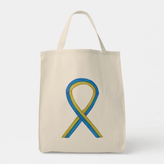 Down Syndrome Awareness Ribbon Art Canvas tas (Achterkant)
