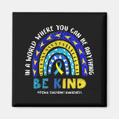 Down Syndrome Awareness Ribbon Boho Rainbow Yellow Magneet (Voorkant)