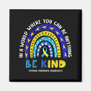 Down Syndrome Awareness Ribbon Boho Rainbow Yellow Magneet