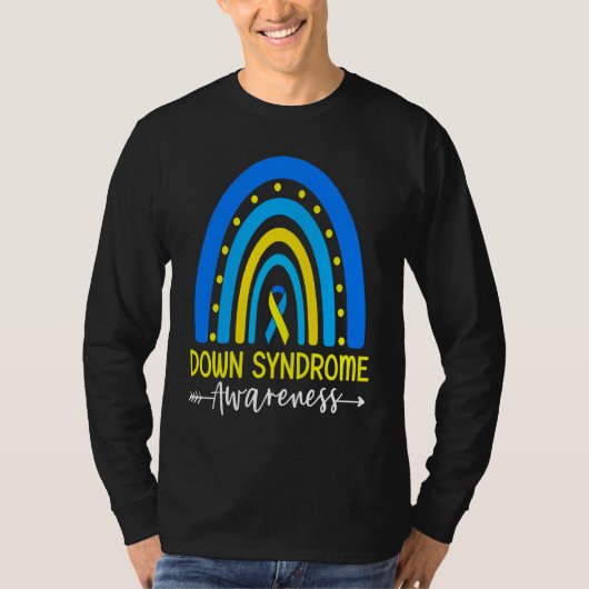 Down Syndrome Awareness Ribbon Boho Rainbow Yellow T-shirt (Voorkant)