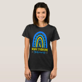 Down Syndrome Awareness Ribbon Boho Rainbow Yellow T-shirt (Voorkant volledig)